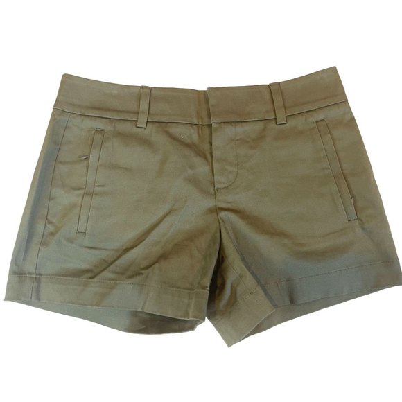 Calvin Klein Womens Basic Chino Shorts Mid Rise Lightweight Olive Green Size 2 - Picture 1 of 8